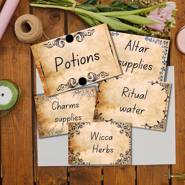 Witchcraft labels, Wiccan supplies, Book of shadows, potions, rituals, wicca, printable, pagan, spells, occult, grimoire, witchy