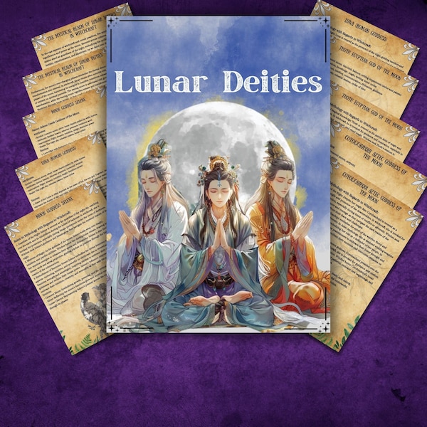 Lunar deities Grimoire pages, Moon magic pages, book of shadows, Lunar rituals, Detiy profile, Pagan, wiccan, witchy, BOS pages