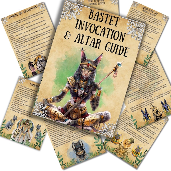 Bastet Altar guide, Invocation, Book of shadows, printable Grimoire pages, Bastet magic rituals, witchcraft, beginner witch, BOS