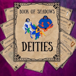 Witchy Gods and Goddesses Guide, Book of shadows, Grimoire pages, wicca Gods, BOS pages, Wicca, Deities