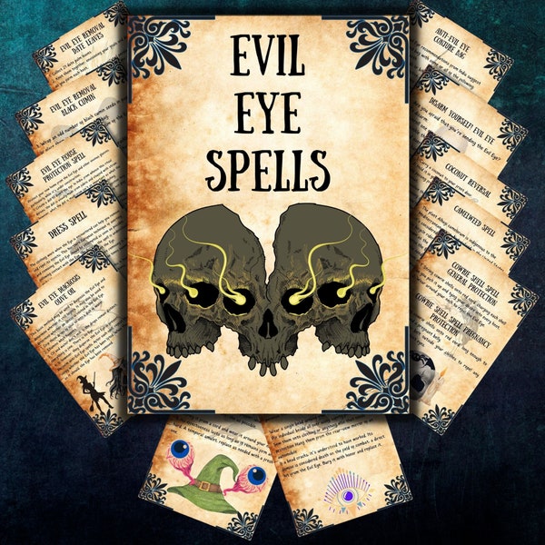 Ultimate evil eye spells, Printable book of shadows , Wicca magic, pagan Grimoire pages, Baby witches pdf, BOS, rituals spellbook