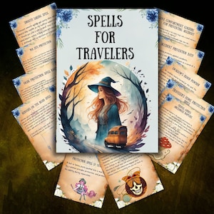 travelers SPELLS bundle, Witchcraft spells book, wicca magic spells, book of shadows, pagan, occult, printable spells, grimoire, rituals