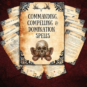 Domination spells pages, witchcraft book, Witchy magic spells, Book of shadows, Occult, Pagan, Beginner Rituals, wicca magic grimoire