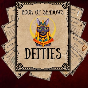 Witchcraft deities, Gods and goddessess, Book of shadows, Grimoire pages, Printable Wicca, occult, pagan, BOS pages, cheat sheet, BOS