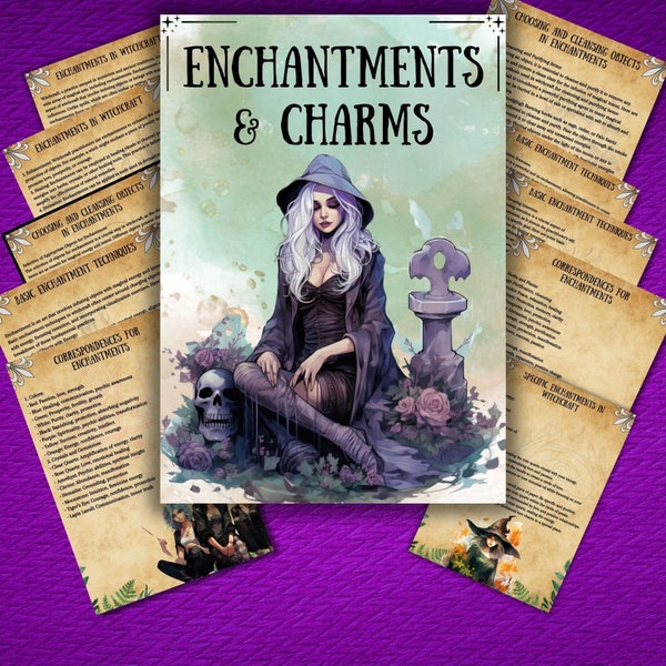 Real Enchantment Grimoire pages, Wiccan Printable, Book of shadows, Charms Magic, Witchcraft, Pagan, Rituals, Beginner BOS pages