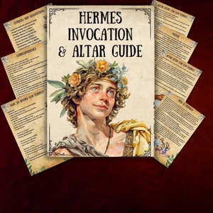 Secret Hermes Altar, Mercury God, Grimoire pages, Printable Rituals, Wiccan, Book of Shadows, Hermes Profile, Greek BOS