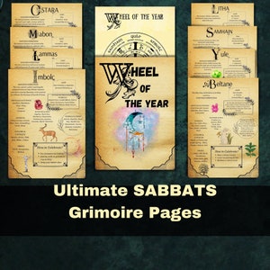 Wheel of the year Witch Pages, Witchcraft Sabbats, Printable grimoire, Book of shadows, Baby witch, Pagan, Occult, Spellbook, Beginners