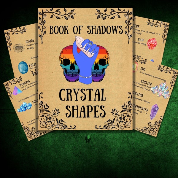 Witches Crystals Guide, Wicca ,Grimoire pages, Book of shadows, wicca crystals, Occult, Beginner witch, pagan, printable book of spells