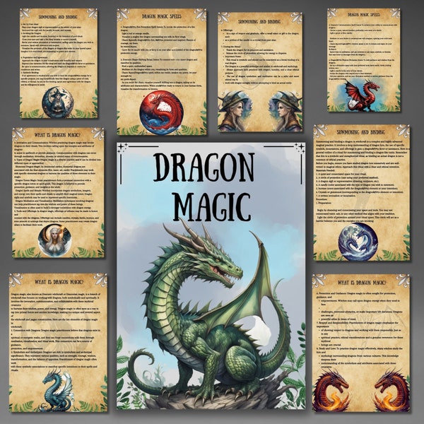 Secret Dragon Magic grimoire pages, Printable wicca pages, Book of shadows, Dragon rituals, Pagan, Witchcraft, familiar, BOS pages