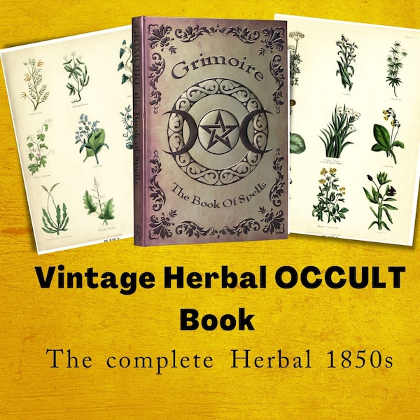 Vintage Book of Herbs, Occult books, 770 pages, Book of shadows grimoire, Beginner witchcraft, Herbs in Magic, Green witch Wicca