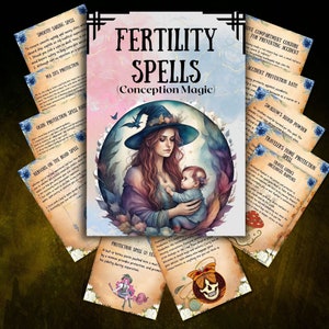 Fertility Spells Bundle, Witchcraft Spell book pages, Wicca magic spells, Witchy Book of shadows, Occult, Pagan witch, Printable Grimoire