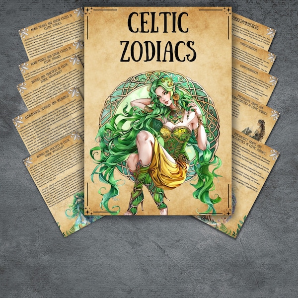 Secret Celtic Zodiac Grimoire pages, Wiccan Book of shadows, celtic rituals, Astrology, Pagan, witchcraft, witchy, BOS pages