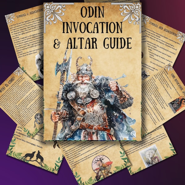 Secret Odin Altar, Grimoire pages, Invocation Guide, PRintable Book of shadows, Wicca witchcraft, Norse god odin profile, rituals