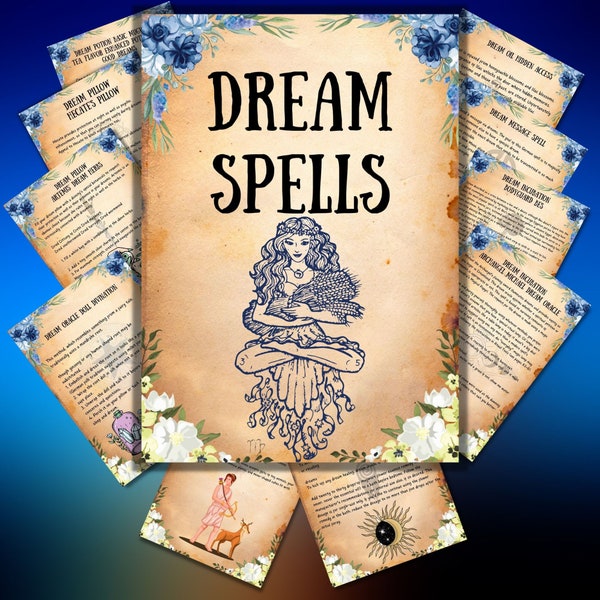 Dream Spells Bundle, Witchcraft Spellbook, Beginner Witches, book of spells pages, occult, Wicca rituals, Printable grimoire spells pages