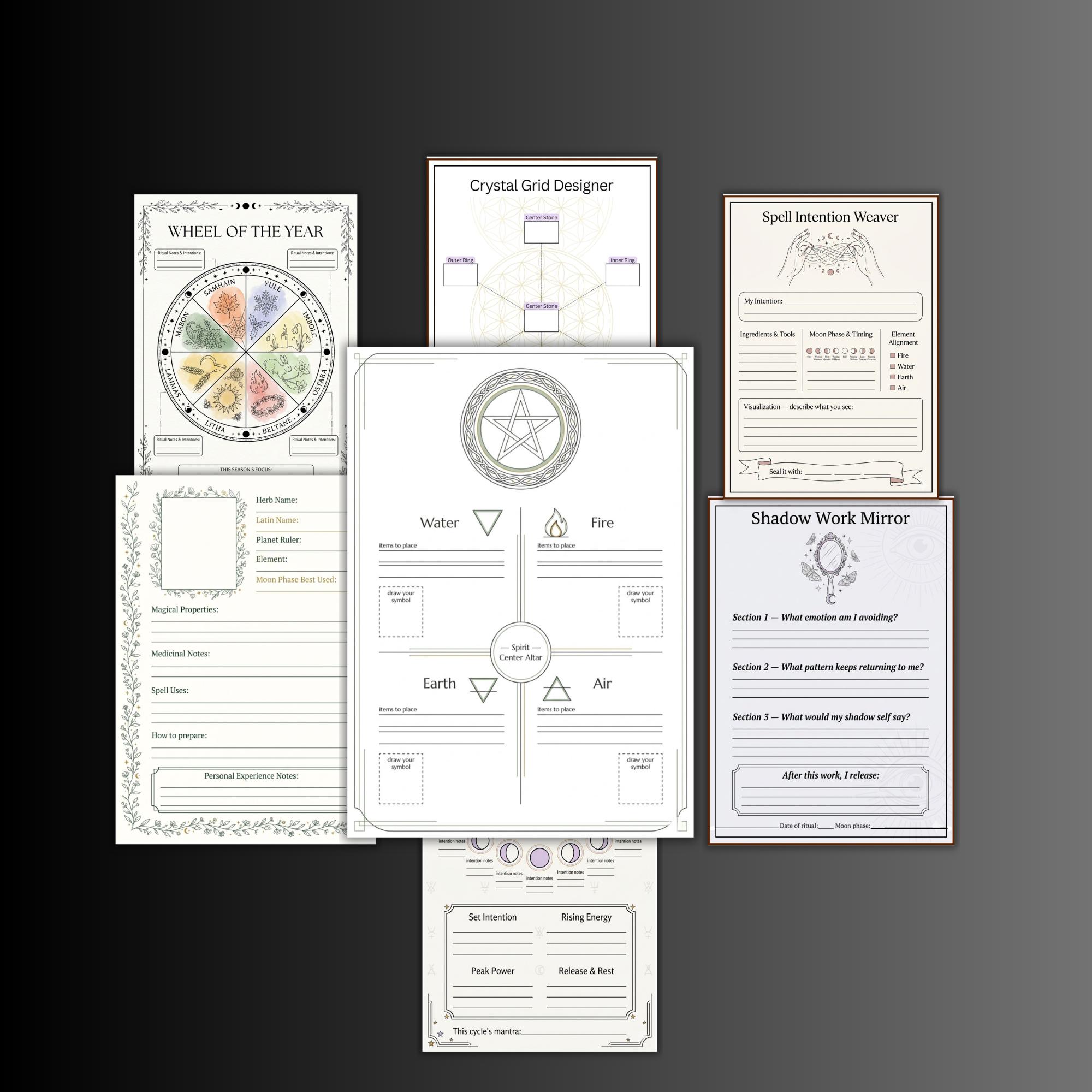 Witches Energy Templates, Witchy Planner, Grimoire Digital, Planner ...