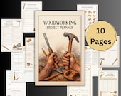 Daily Woodworking Project Planner, Carpentry Plans, Logs, Woodworker Journal, Printable Materials list, tools, furniture, lathe, wood crafts