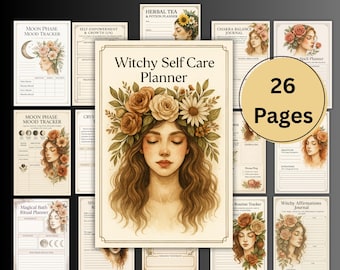 Witchy Self Care Planner, Witchcraft planner, Printable witch journal, pagan, Self-care Ritual, Spell, Grimoire digital, BOS Witch