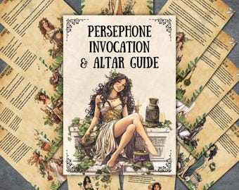 Greek goddess Persephone Altar guide, prayers, invocation, grimoire, book of shadows pages, Persephone rituals, statue, setup, BOS