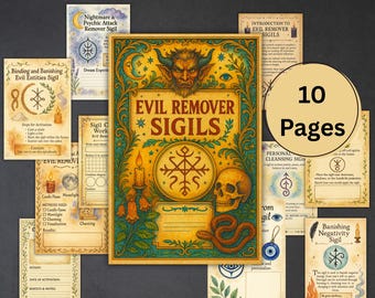 Evil Remover sigils journal, grimoire pages, book of shadows, rituals, sigils worksheet, pagan, witchcraft, sigil printable, BOS Pdf