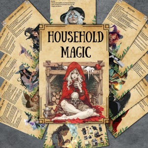 Household magic grimoire pages, witchcraft basics book of shadows, kitchen witch, hearthcraft, rituals, House magic, Witch, BOS pages
