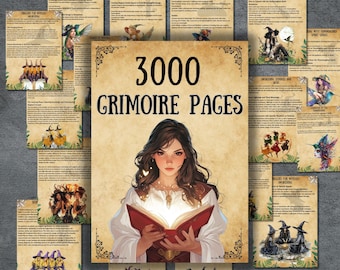 3000 sidor med häxkonstgrimoire, skuggornas bok, babyhäxpaket, utskrivbar grimoire, häxig, hednisk, ritualer, trollformler, nybörjar-BOS
