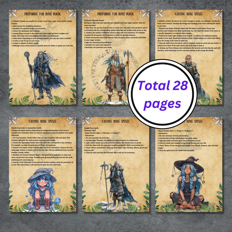 Secret Rune Magic Grimoire Pages, Witchcraft Book of Shadows, Rune ...
