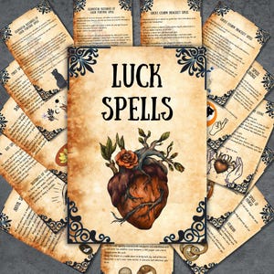 Best Luck Spells Book, Witchcraft book, witchy occult spells, Wiccan, Book of shadows, Rituals, Printable Spellbook, BOS grimoire pages