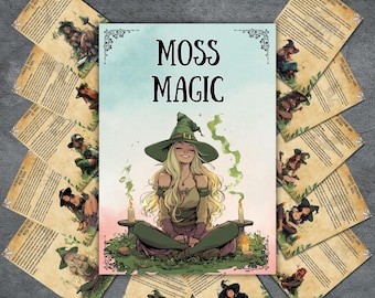 Moss magic grimoire pages, Herbs Book of shadows, Herbal magic, rituals, Herb witch guide, Green witch, witchcraft, BOS Herbs