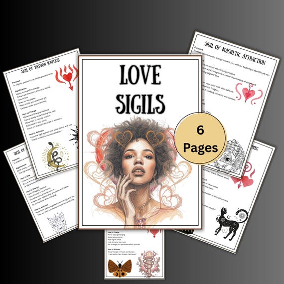 Hidden Love Sigils Spells, Witch love Magic, Sigils Grimoire, Book of shadows, Ritual, occult, romance, passion, BOS sigil download