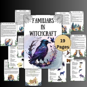 Familiars magic grimoire pages, wicca journal, beginner book of shadows, printable witchcraft, familiars rituals, Witchy, BOS