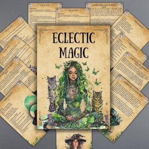 Secret Eclectic Magic grimoire pages, wicca rituals, book of shadows, witchcraft eclectic, pagan, witchy printable, BOS pages