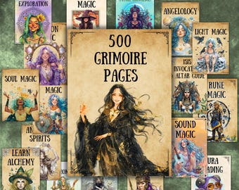 Ultimate Grimoire pages bundle, witchcraft book of shadows, 500 pages for Grimoire, Basics, wicca, Witch kit, Printable Grimoire, BOS