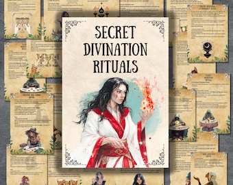 Rituales secretos de adivinación, páginas de grimorios de brujas, herramientas de adivinación, guía, adivinación, brujería, paganismo, lecturas, BOS