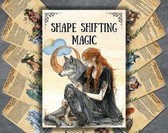Shape Shifting grimoire pages for your book of shadows, printable witch, BOS