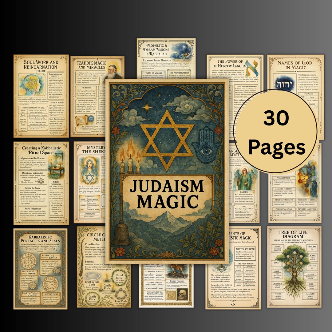 Jewish Magic Chart Judaism Magic Grimoire Pages, Kabbalah Book, Occult, Jewish Grimoire ...