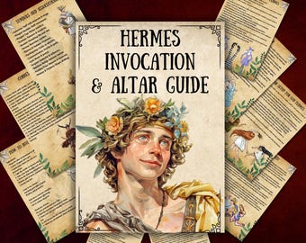 Secret Hermes Altar, Mercury God, Grimoire pages, Printable Rituals, Wiccan, Book of Shadows, Hermes Profile, Greek BOS