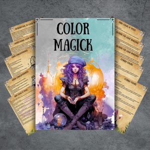 Secret Color magic grimoire pages, witchcraft wiccan, book of shadows, color rituals, witchy, pagan, beginner witch, BOS pages