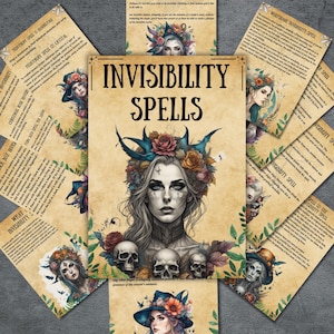 Invisibility Spells, Printable spells book, wiccan witches spells, Book of shadows, Magical Grimoire, beginner witch BOS pages