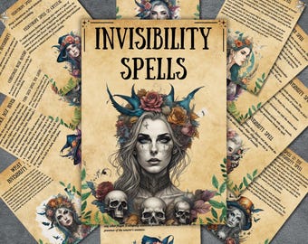 Incantesimi di invisibilità, libro di incantesimi stampabile, incantesimi delle streghe wiccan, libro delle ombre, grimorio magico, pagine BOS per streghe principianti