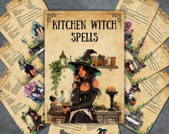 Secret Kitchen spells pages, witchcraft grimoire, book of shadows, hearth witch, kitchen magic rituals, pagan, wicca, beginner BOS