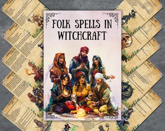 Secret Folk Spells, Grimoire, Book of spells, folk magic, wicca, spell book pages, witchcraft book, Witchy printable, beginner, BOS pages