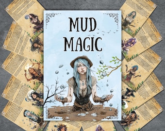 Pages de grimoire sur la magie de la boue, livre ésotérique des ombres, wicca, rituels, bases de la sorcellerie, païen, guide de sorcellerie, sorcière débutante