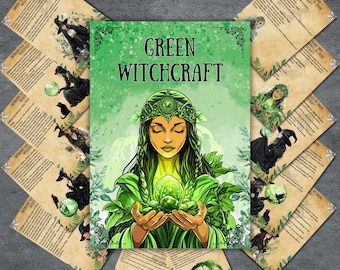 Pacote de grimório da bruxa verde secreta, páginas do livro das sombras da bruxaria, imprimível de bruxa, páginas de grimório, magia herbal, imprimível, Livro das Sombras