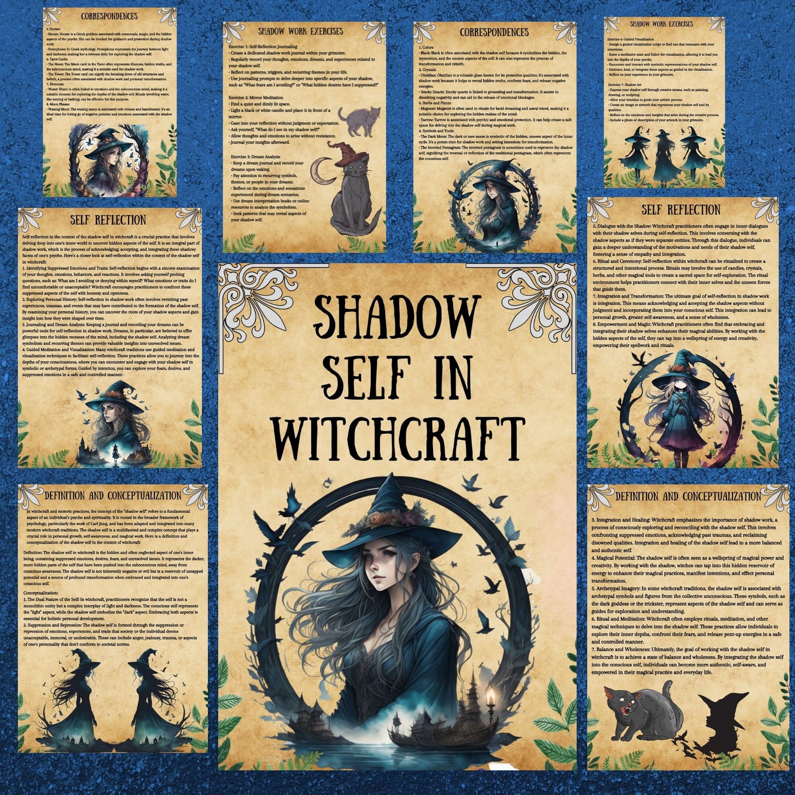 Shaodw Ritual Shadow Self Grimoire Pages, Printable Book of Shadows, Shadow Work ...