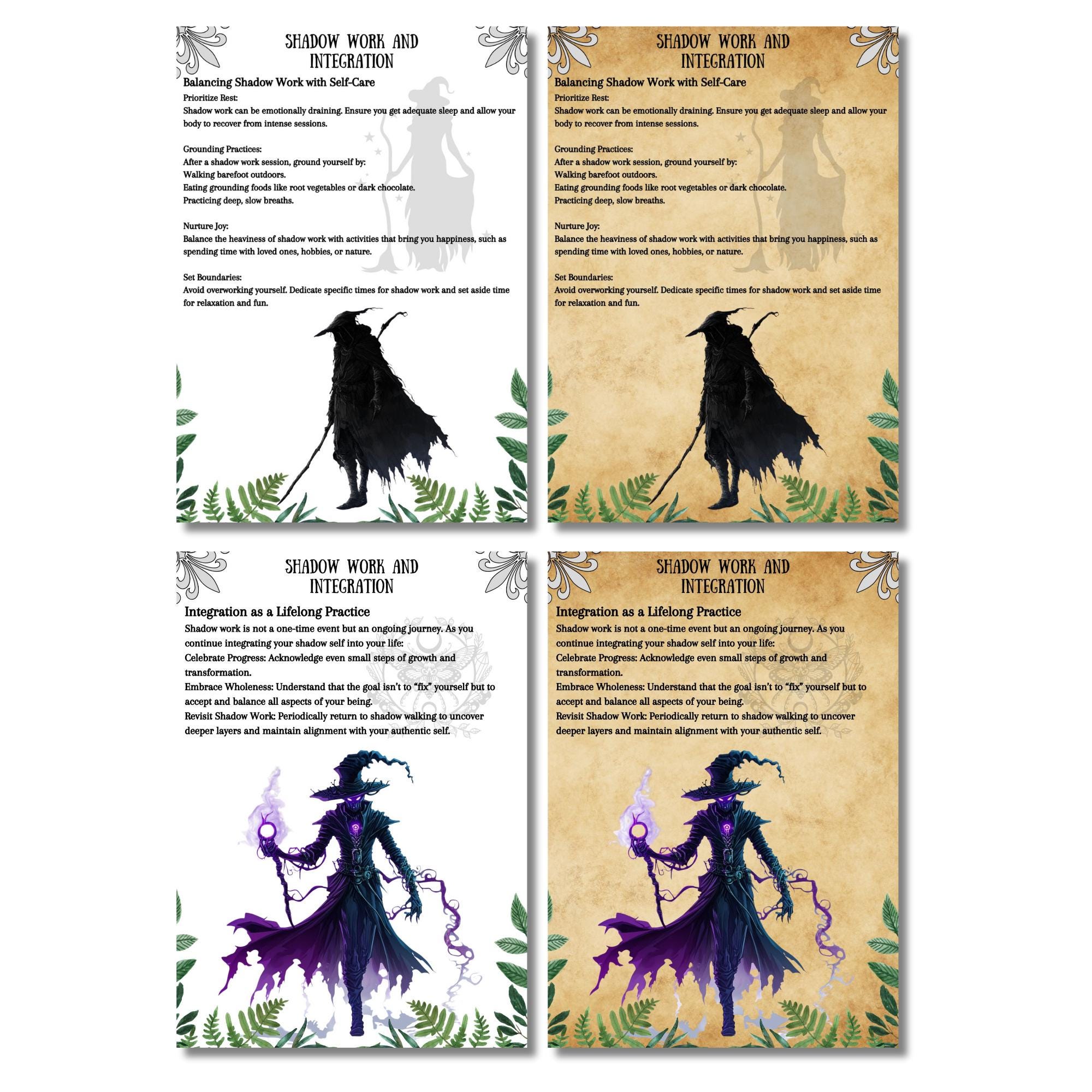 Shaodw Ritual Shadow Walking Grimoire Pages, Shadow Self, Witchcraft Printable ...