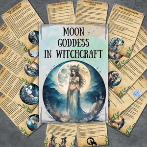 Moon goddess Grimoire pages, Printable Book of shadows, Moon magic, rituals, Wicca witchcraft, beginner witchy, BOS pages