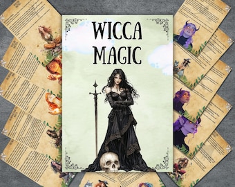 Secret Wicca Witchcraft Grimoire pages, wiccan book of shadows, wicca spells, rituals, deities, pagan, wiccan tools, Guide