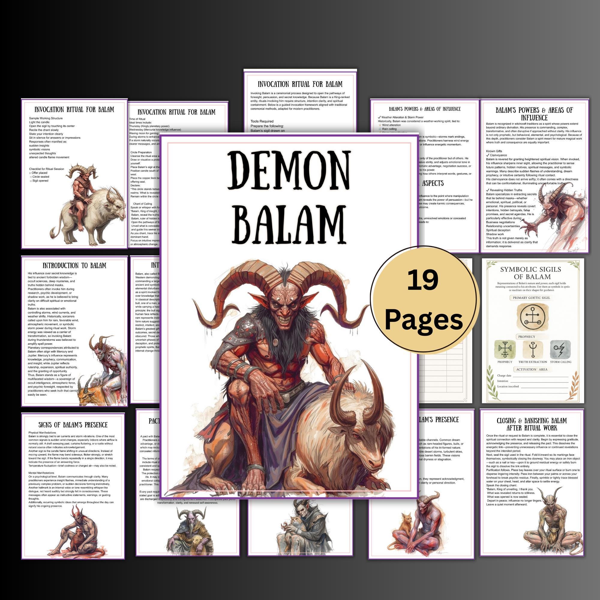 Balam Demon Grimoire Pages, Printable Demonic Invocation, Balam ...