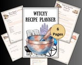 Witchy Recipe Planner, Kitchen Witch journal, cooking logs, tracker, witchcraft recipe, Hearth, Ritual, Spell, Grimoire, Pagan, BOS plan