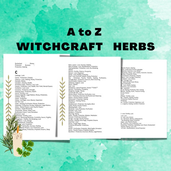 249+ herbs for witchcraft, spell book, wiccan magic, grimoire pages, Ritual, Baby witch PDF, occult
